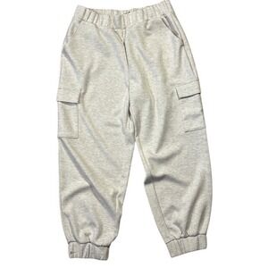 Express Oatmeal Heather Cargo Womens Jogger Sweatpant Large Elastic Waist Lounge